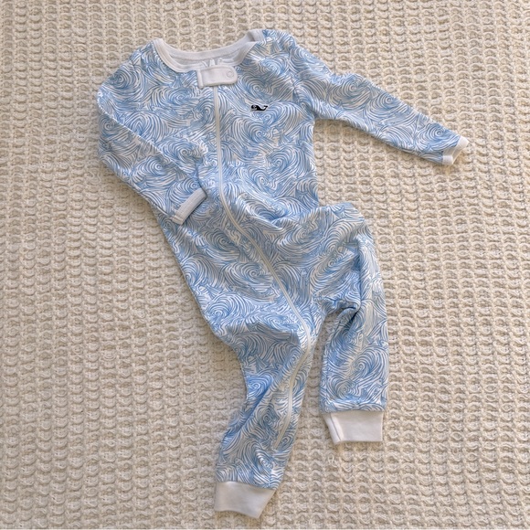 Blue Vines Print Crossover Footie main image 1
